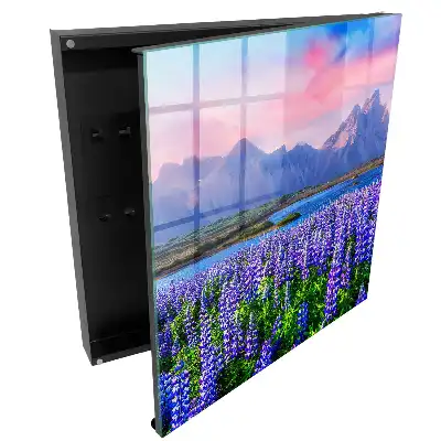 Armoire à clés les fleurs colorées sur fond de montagnes rayonnent de paix