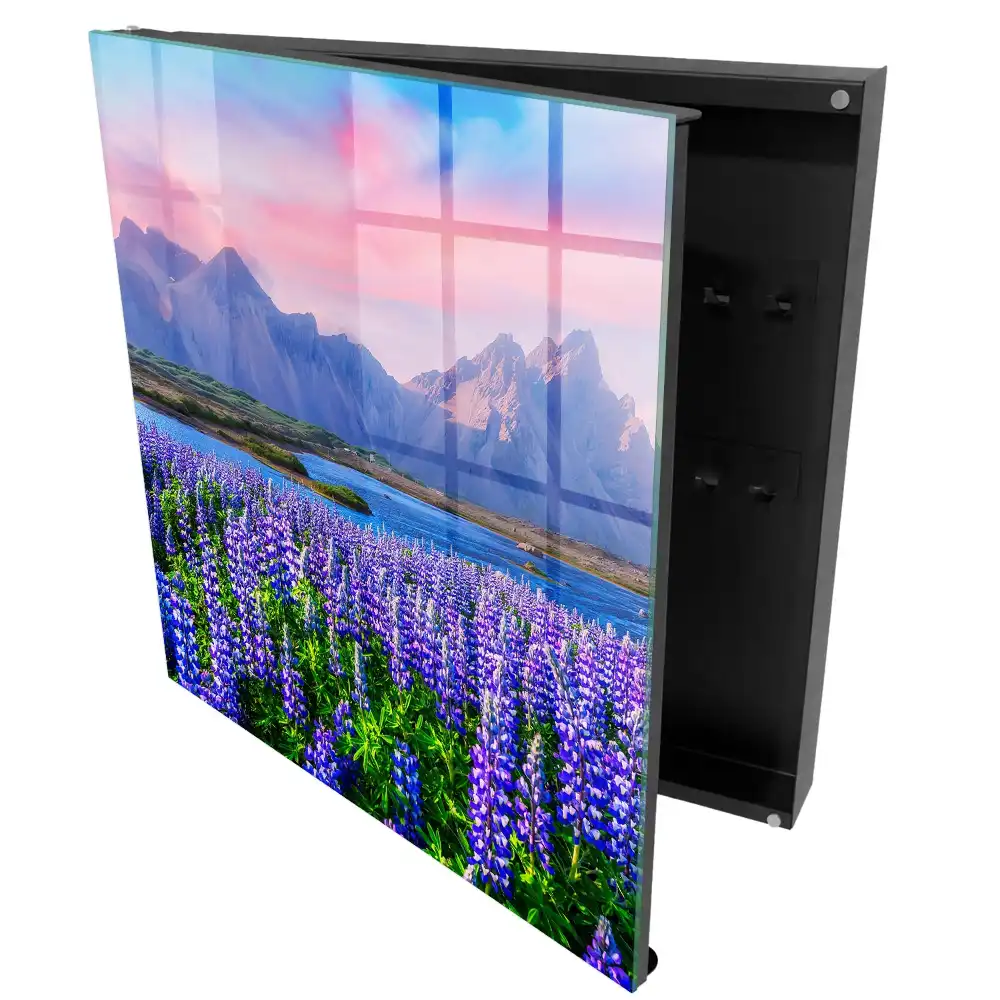 Armoire à clés les fleurs colorées sur fond de montagnes rayonnent de paix