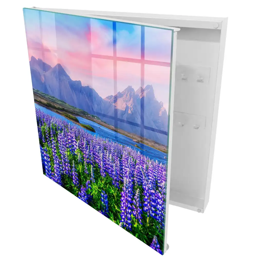 Armoire à clés les fleurs colorées sur fond de montagnes rayonnent de paix