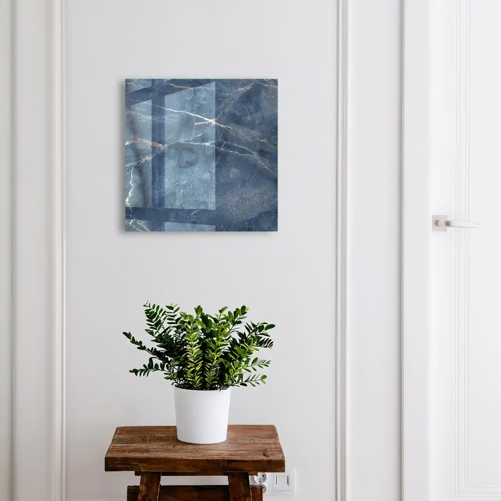 Boîte à clés marbre bleu aux lignes subtiles