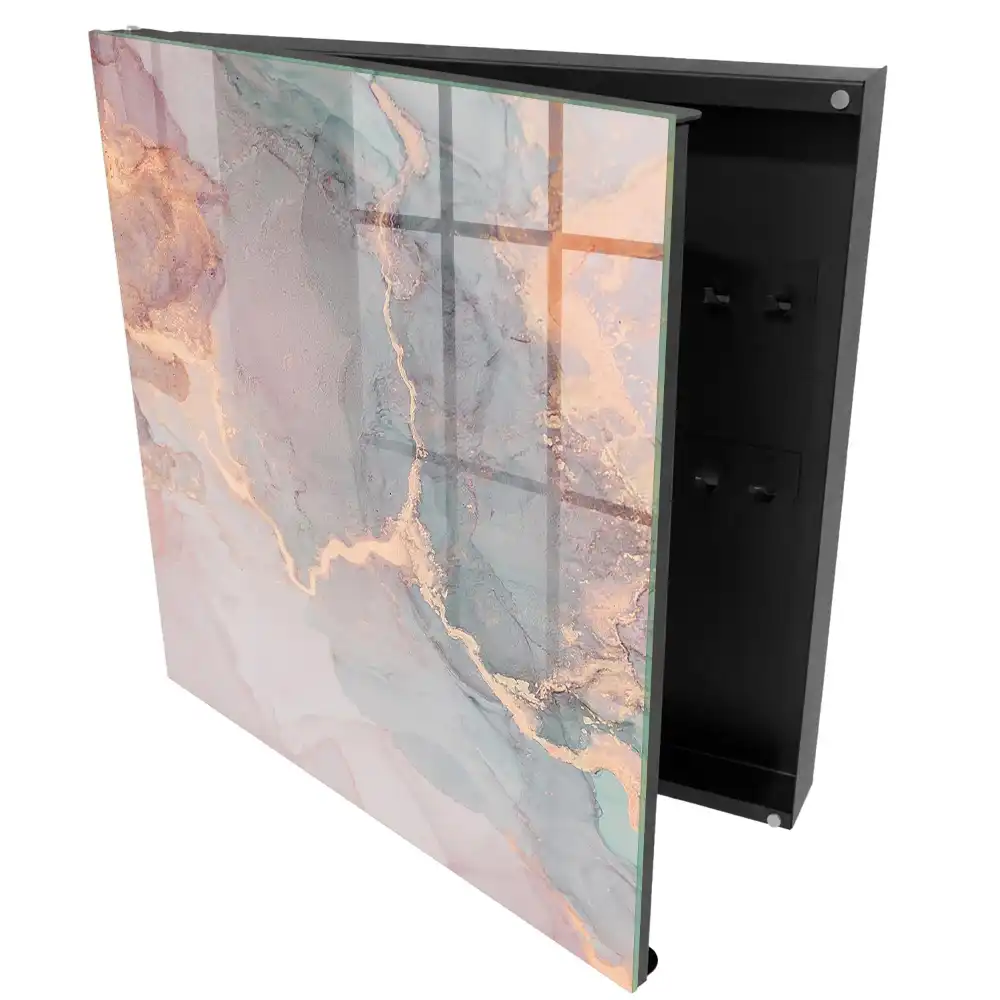 Armoire à clés aquarelles délicates mêlant rose et vert
