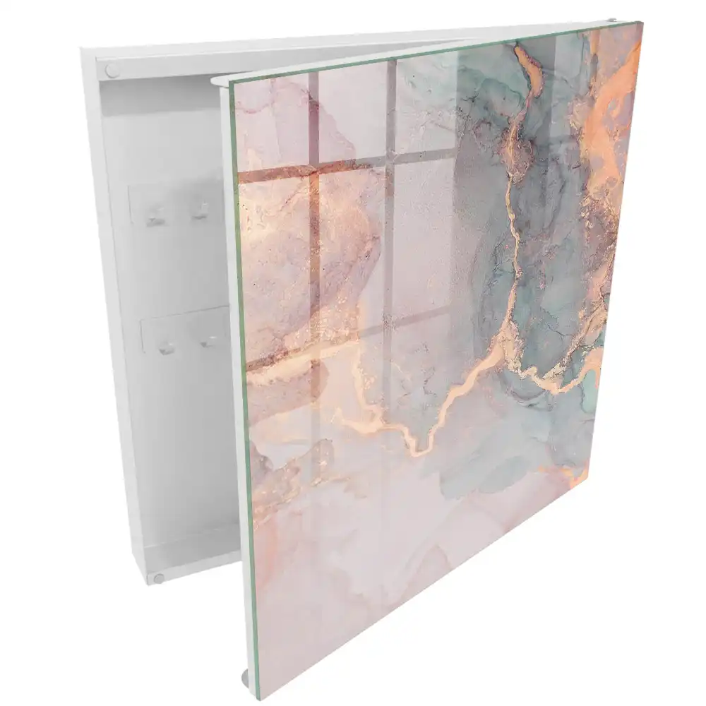 Armoire à clés aquarelles délicates mêlant rose et vert