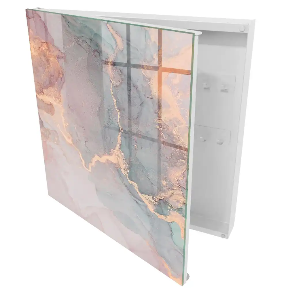 Armoire à clés aquarelles délicates mêlant rose et vert