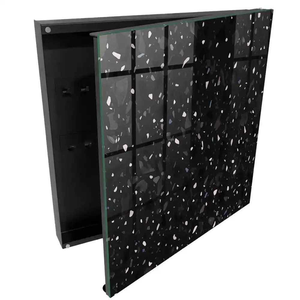 Armoire à clés motifs irréguliers sur fond noir