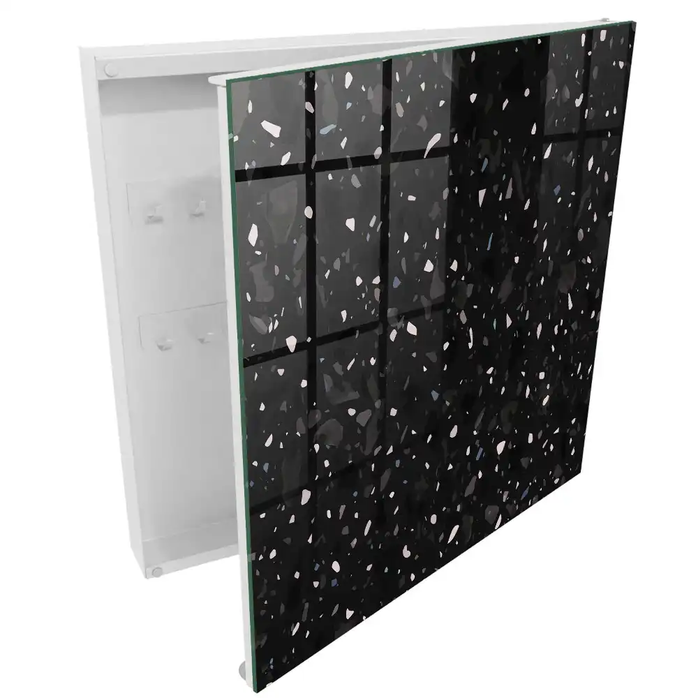 Armoire à clés motifs irréguliers sur fond noir