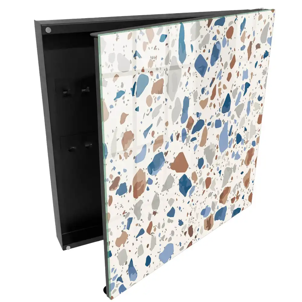 Boîte à clés murale motif mosaïque avec des accents bleus