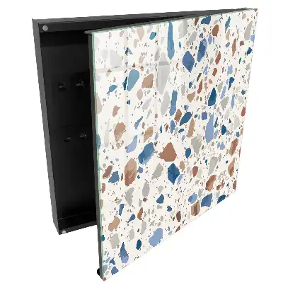 Boîte à clés murale motif mosaïque avec des accents bleus