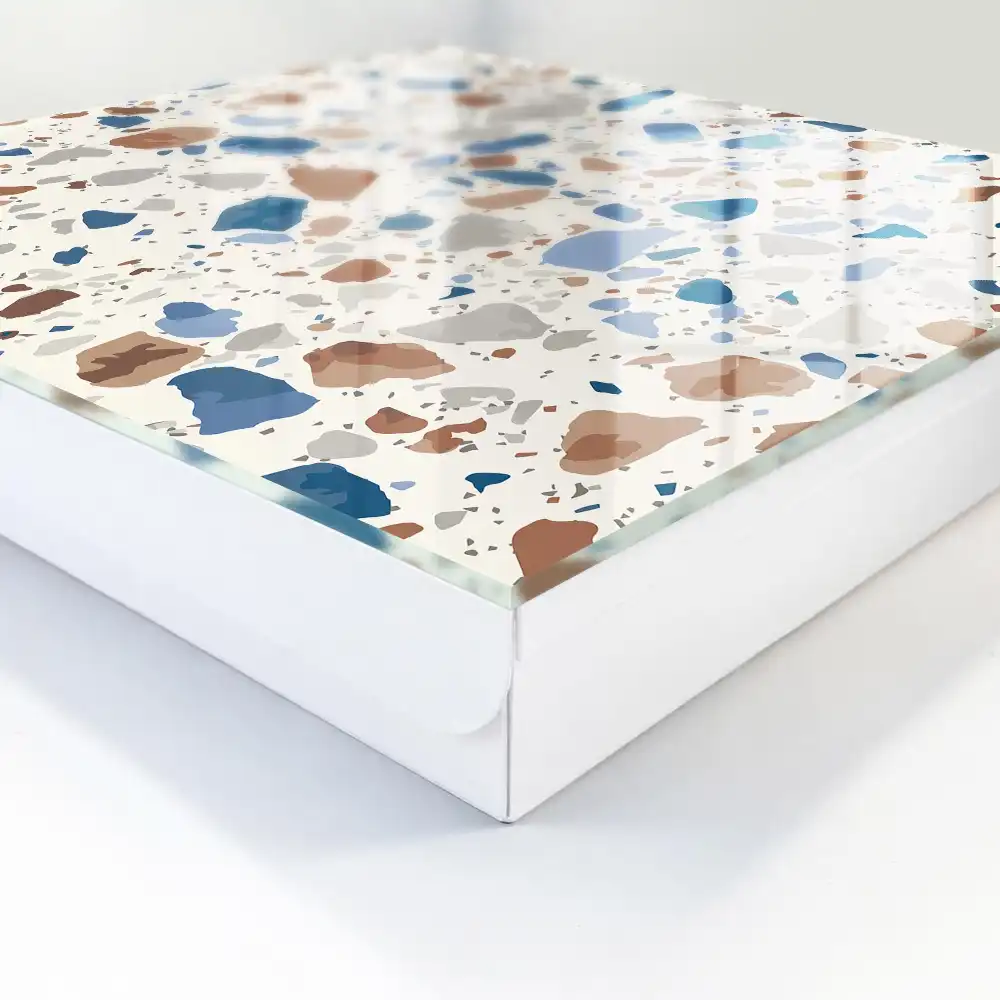 Boîte à clés murale motif mosaïque avec des accents bleus