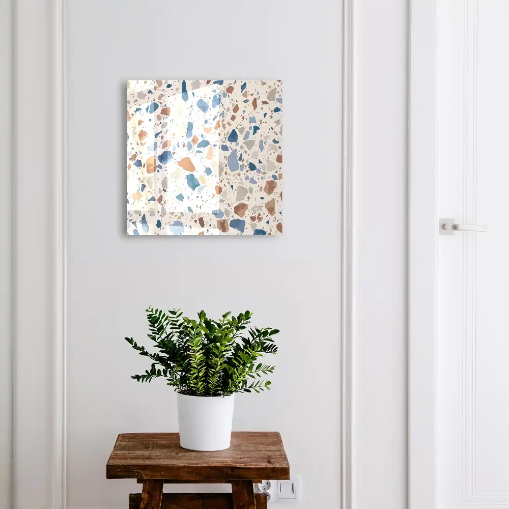 Boîte à clés murale motif mosaïque avec des accents bleus