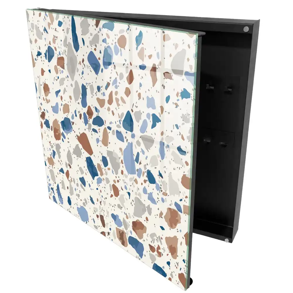 Boîte à clés murale motif mosaïque avec des accents bleus