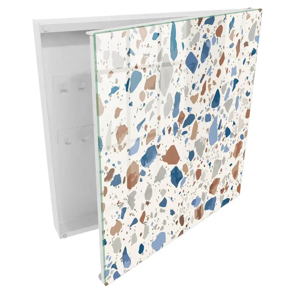 Boîte à clés murale motif mosaïque avec des accents bleus