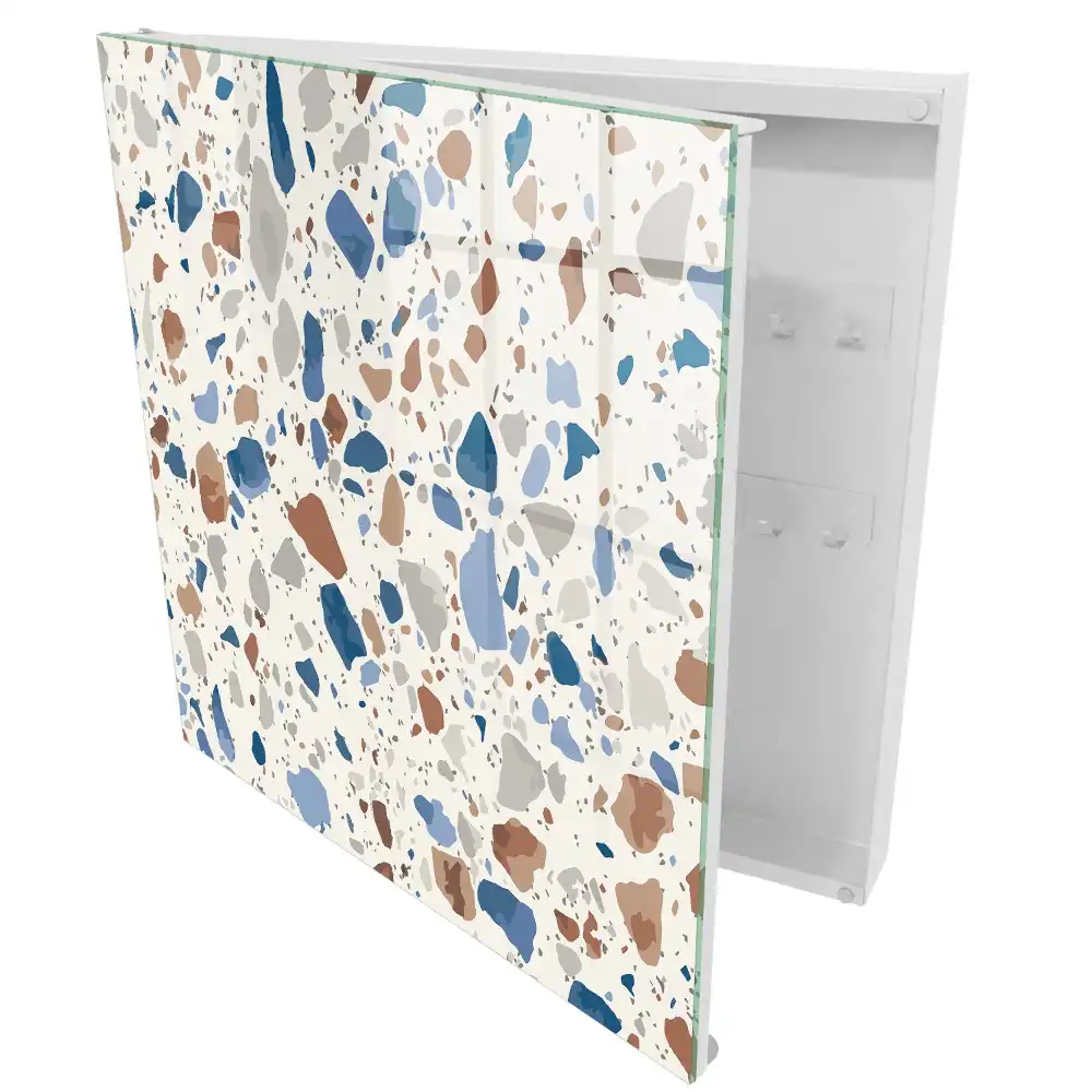 Boîte à clés murale motif mosaïque avec des accents bleus