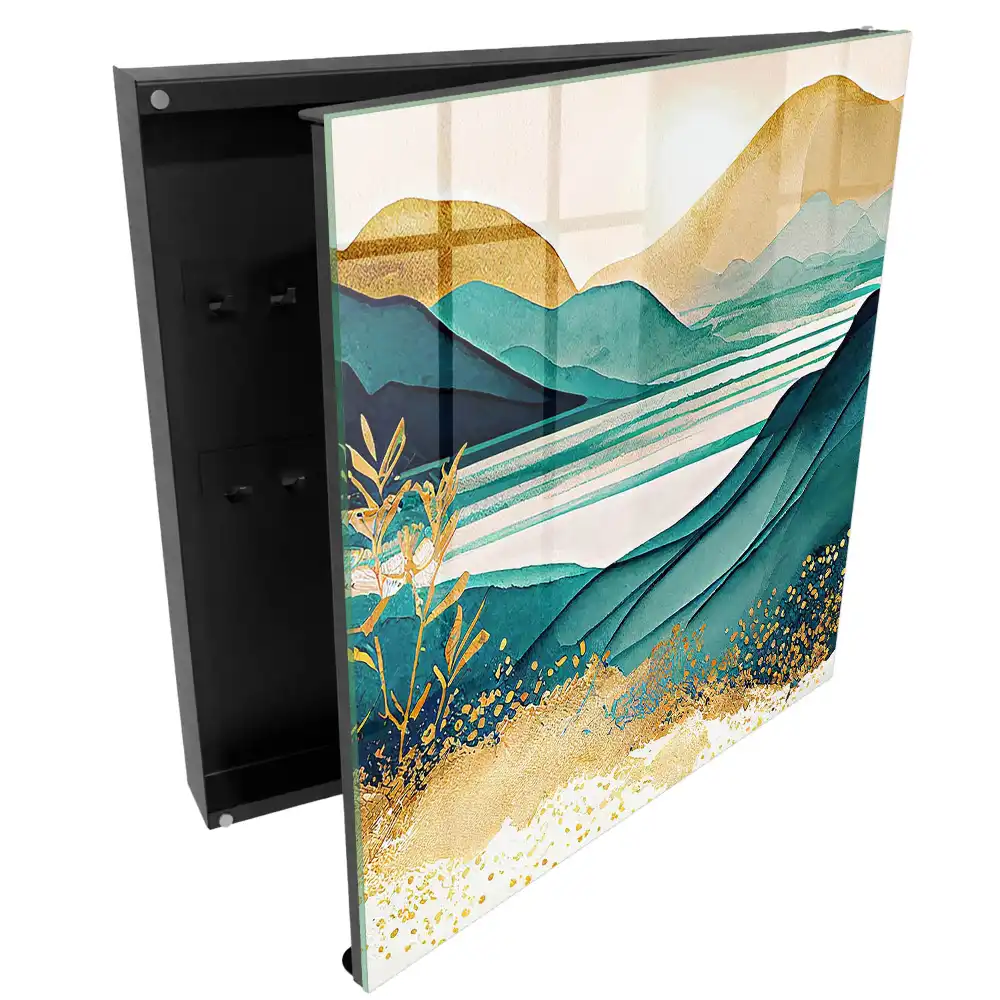 Armoire à clés paysage turquoise avec des éléments de la nature