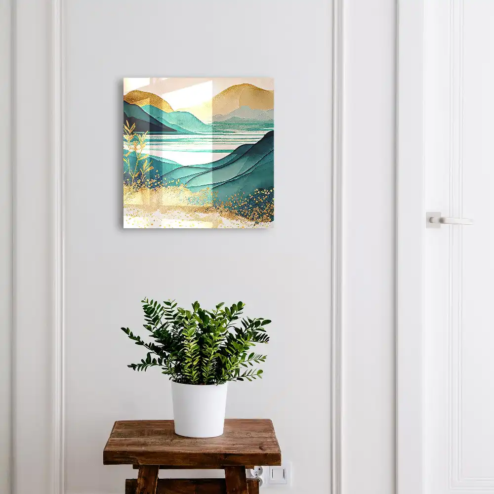 Armoire à clés paysage turquoise avec des éléments de la nature