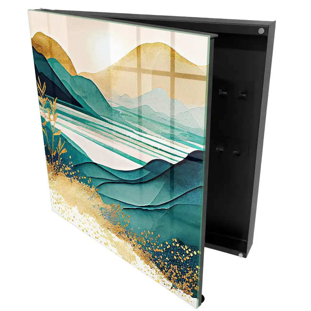 Armoire à clés paysage turquoise avec des éléments de la nature
