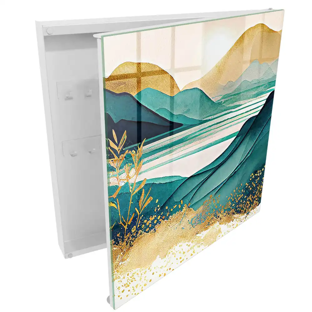 Armoire à clés paysage turquoise avec des éléments de la nature