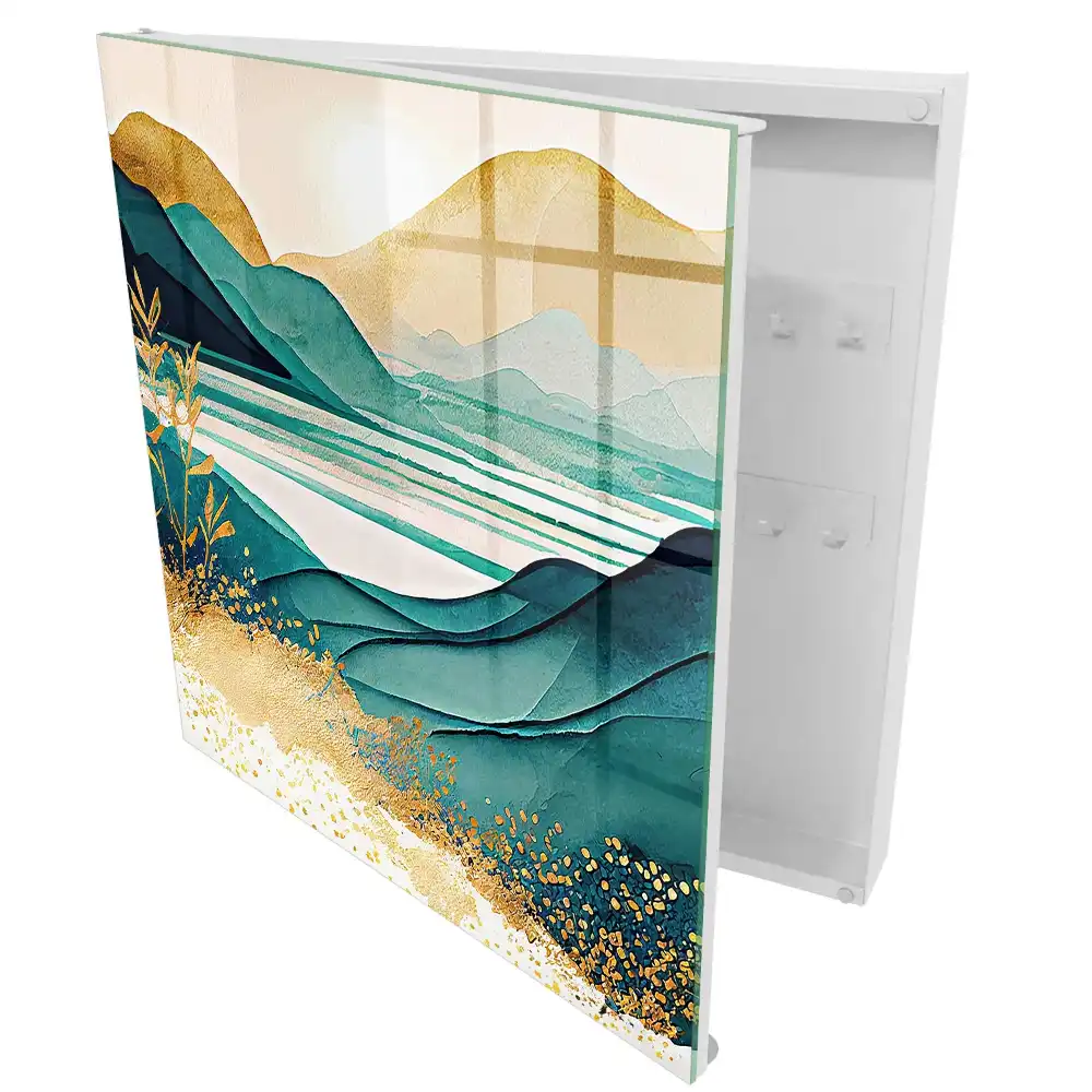 Armoire à clés paysage turquoise avec des éléments de la nature