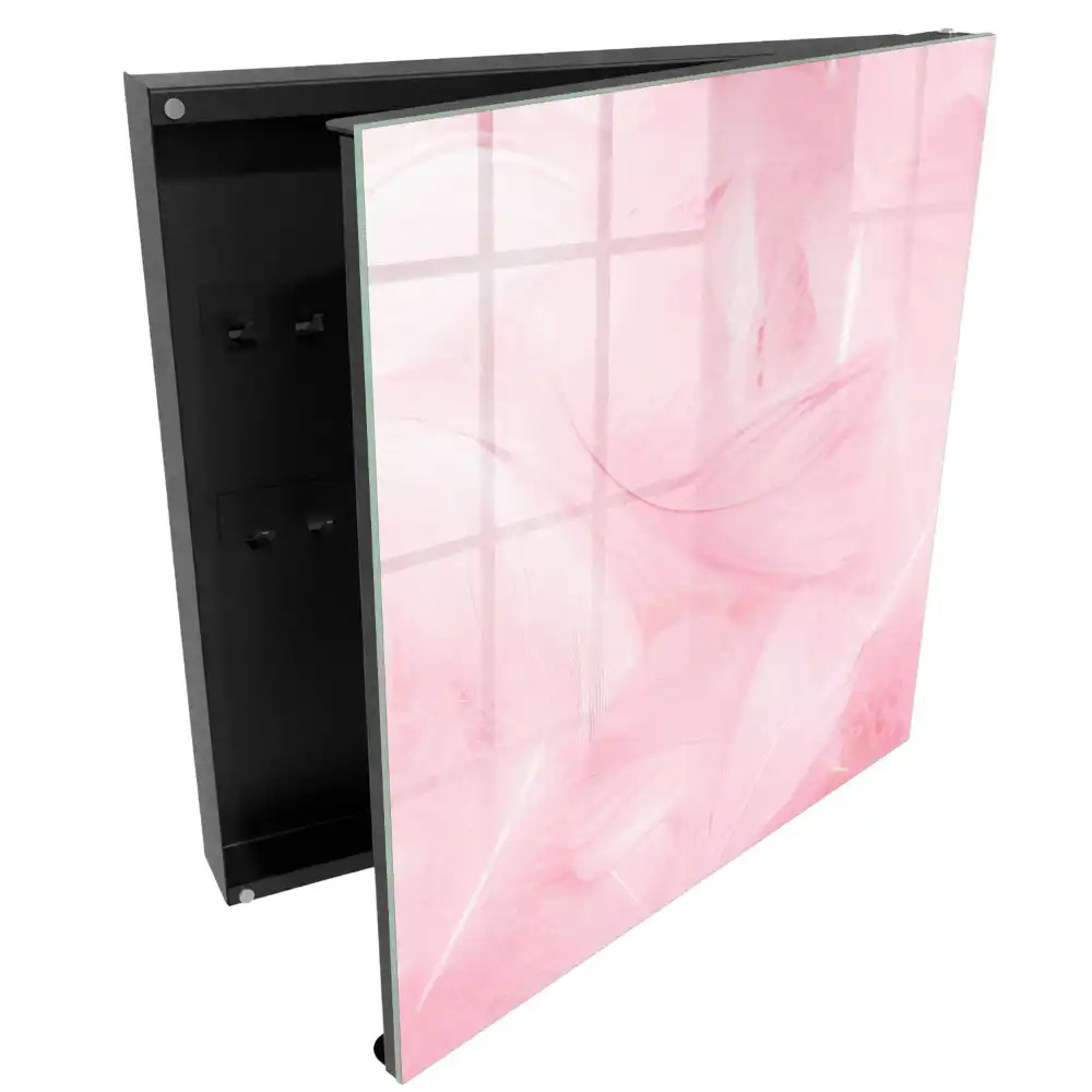 Armoire à clés motif de plume rose éthéré