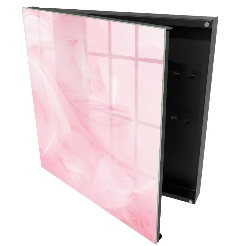 Armoire à clés motif de plume rose éthéré