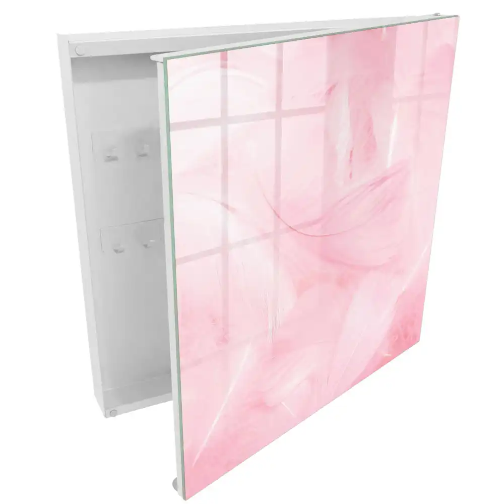 Armoire à clés motif de plume rose éthéré