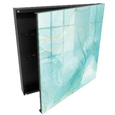 Armoire à clés aquarelle turquoise avec des gouttes et des lignes blanches