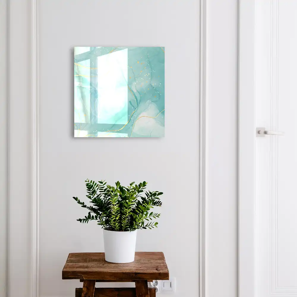Armoire à clés aquarelle turquoise avec des gouttes et des lignes blanches