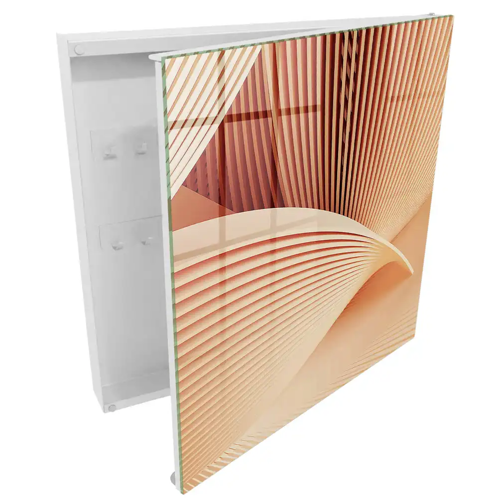 Armoire à clés vagues abstraites dans des tons crème et beige