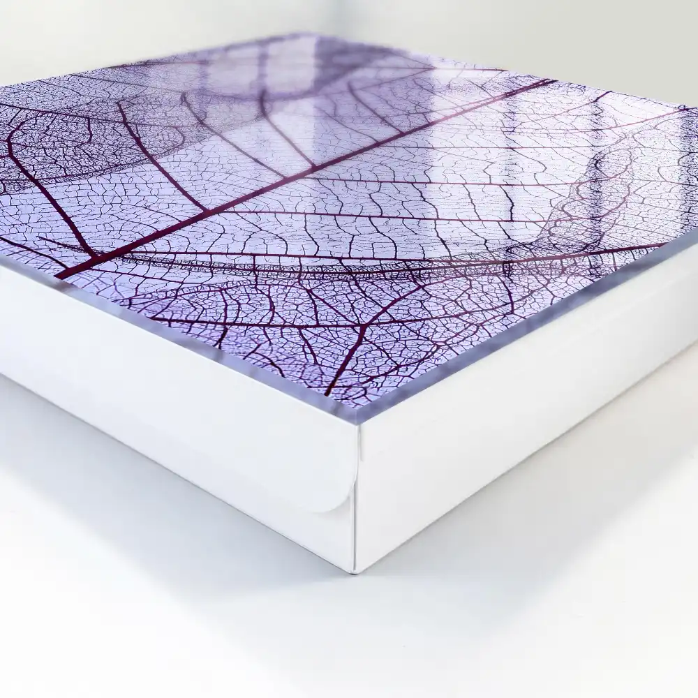 Boîte à clés murale structure de feuilles subtile sur fond violet