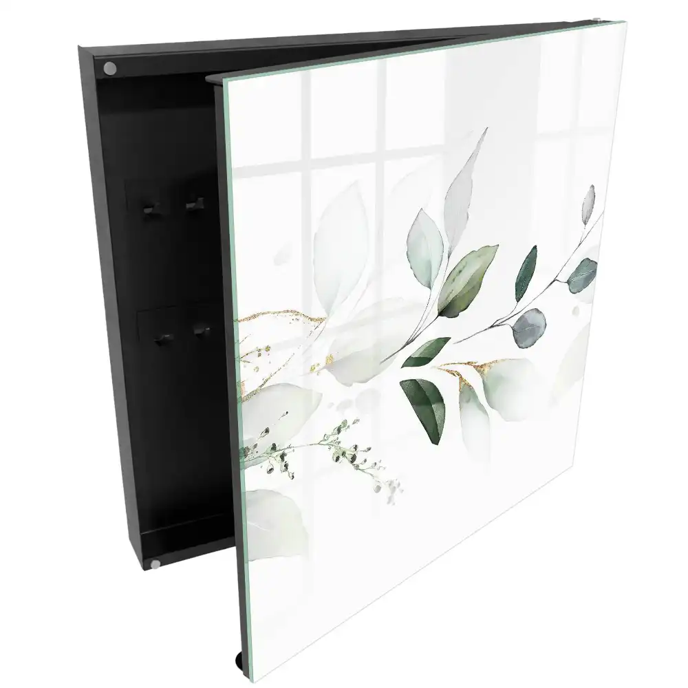 Armoire à clés motifs végétaux aux tons pastel et blancs