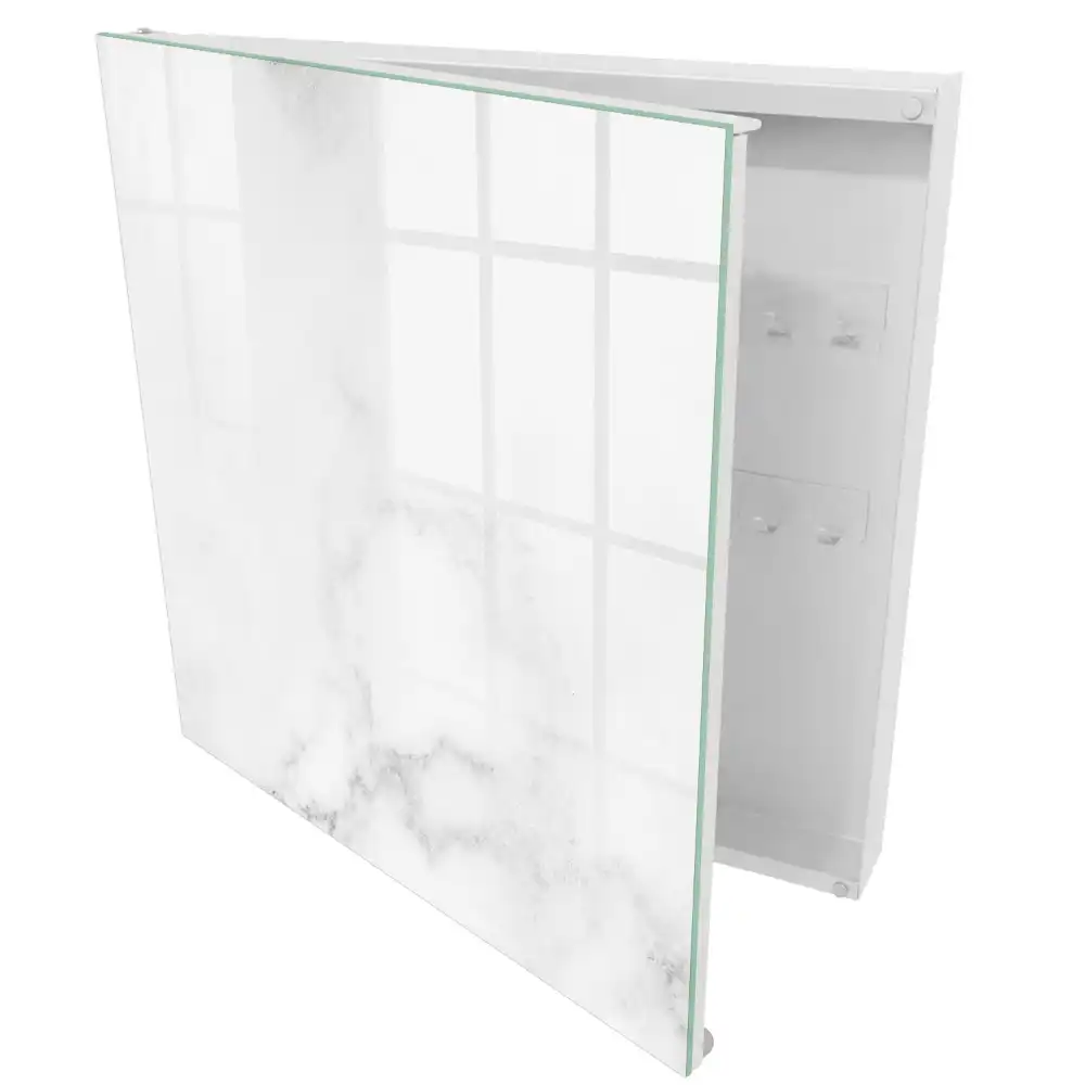Armoire à clés motif marbré dans des tons de blanc et de gris
