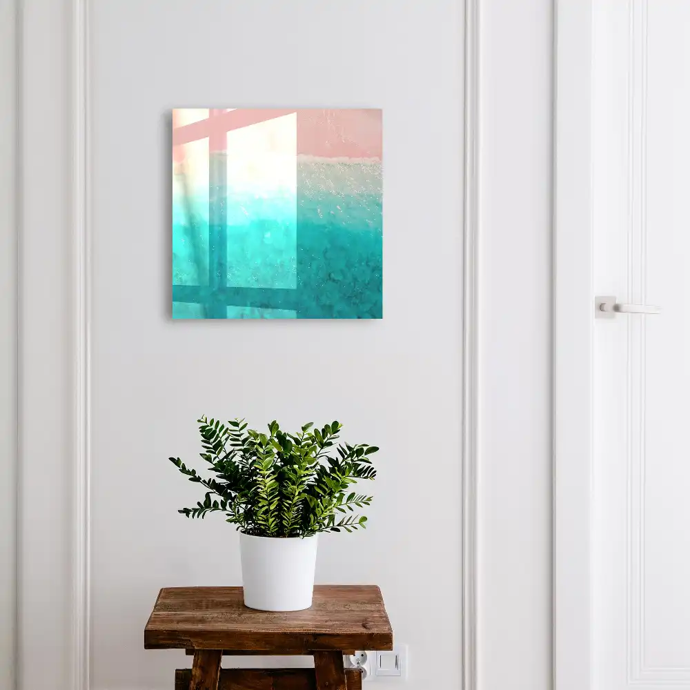 Armoire à clés rivage aux teintes pastel sable rose et mer turquoise