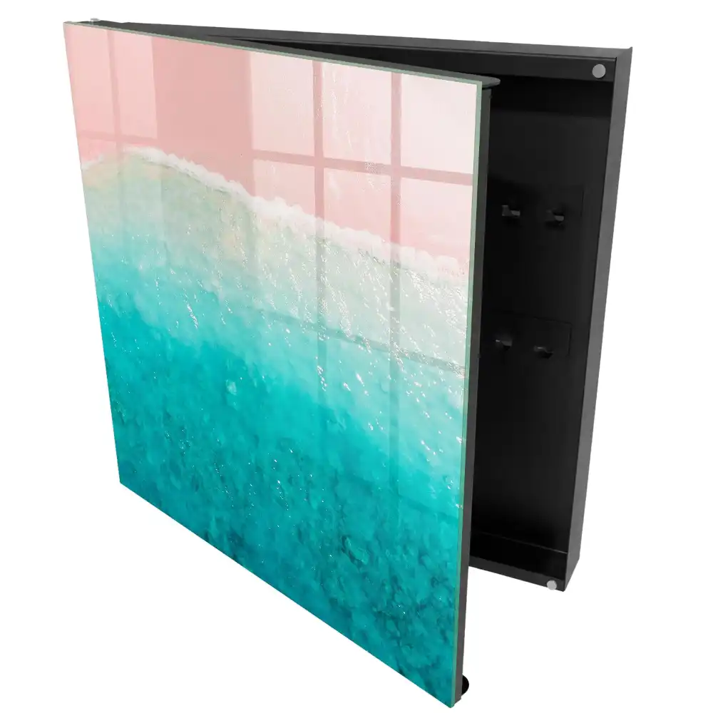 Armoire à clés rivage aux teintes pastel sable rose et mer turquoise