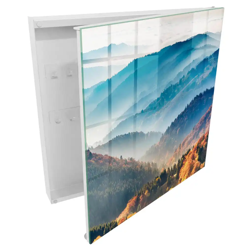 Boîte à clés murale paysage de montagne impressionniste aux couleurs magnifiques