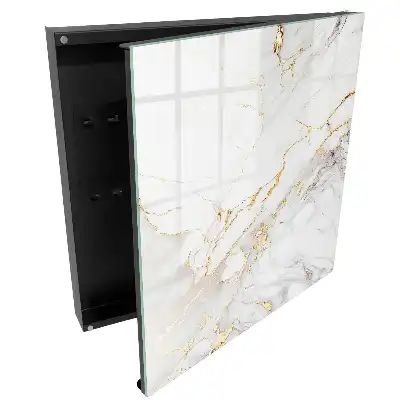 Armoire à clés surface blanche avec des motifs jaunes