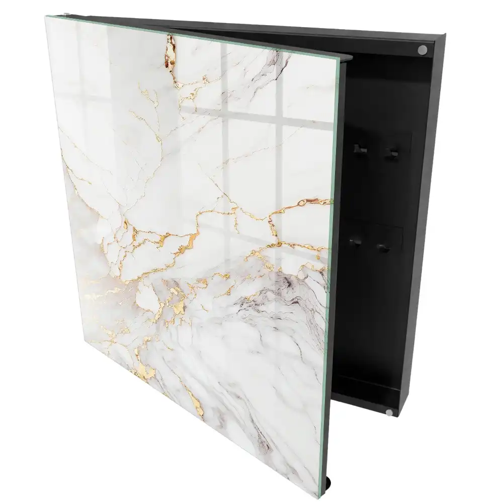 Armoire à clés surface blanche avec des motifs jaunes