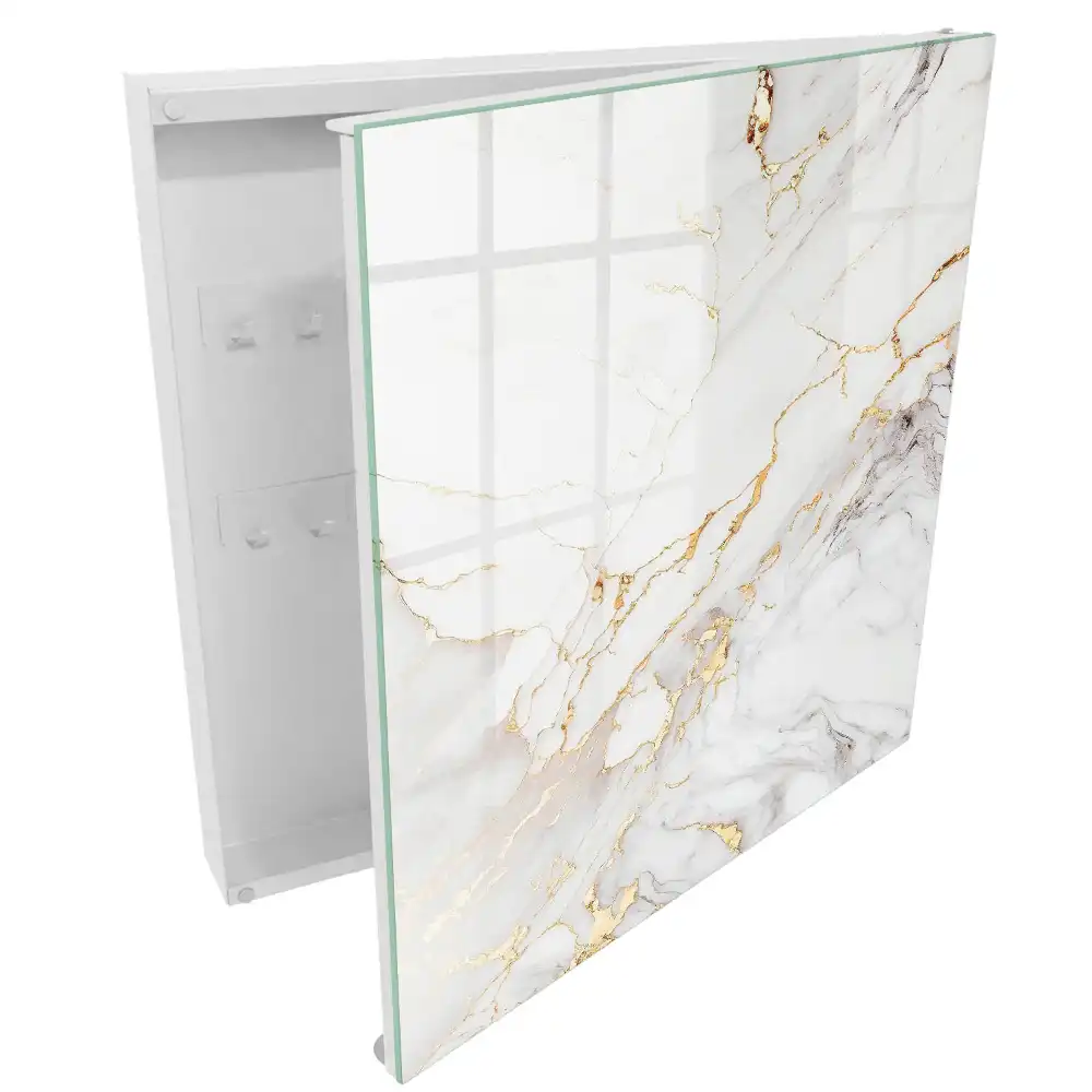 Armoire à clés surface blanche avec des motifs jaunes