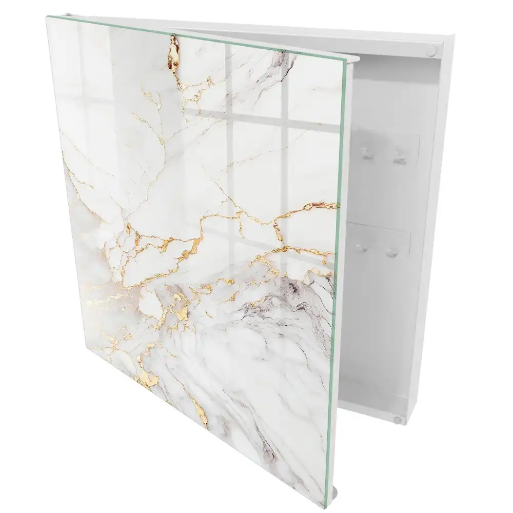 Armoire à clés surface blanche avec des motifs jaunes