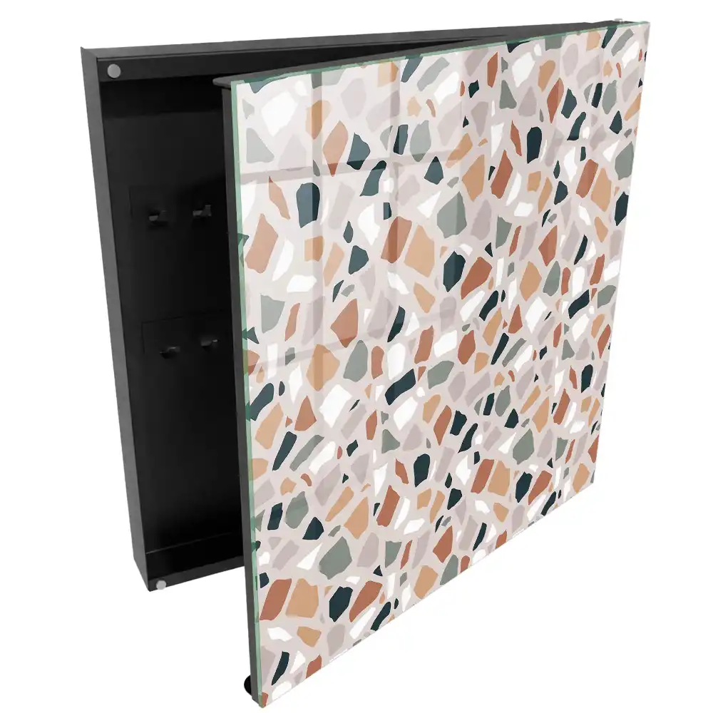 Armoire à clés formes asymétriques bruns crèmes gris