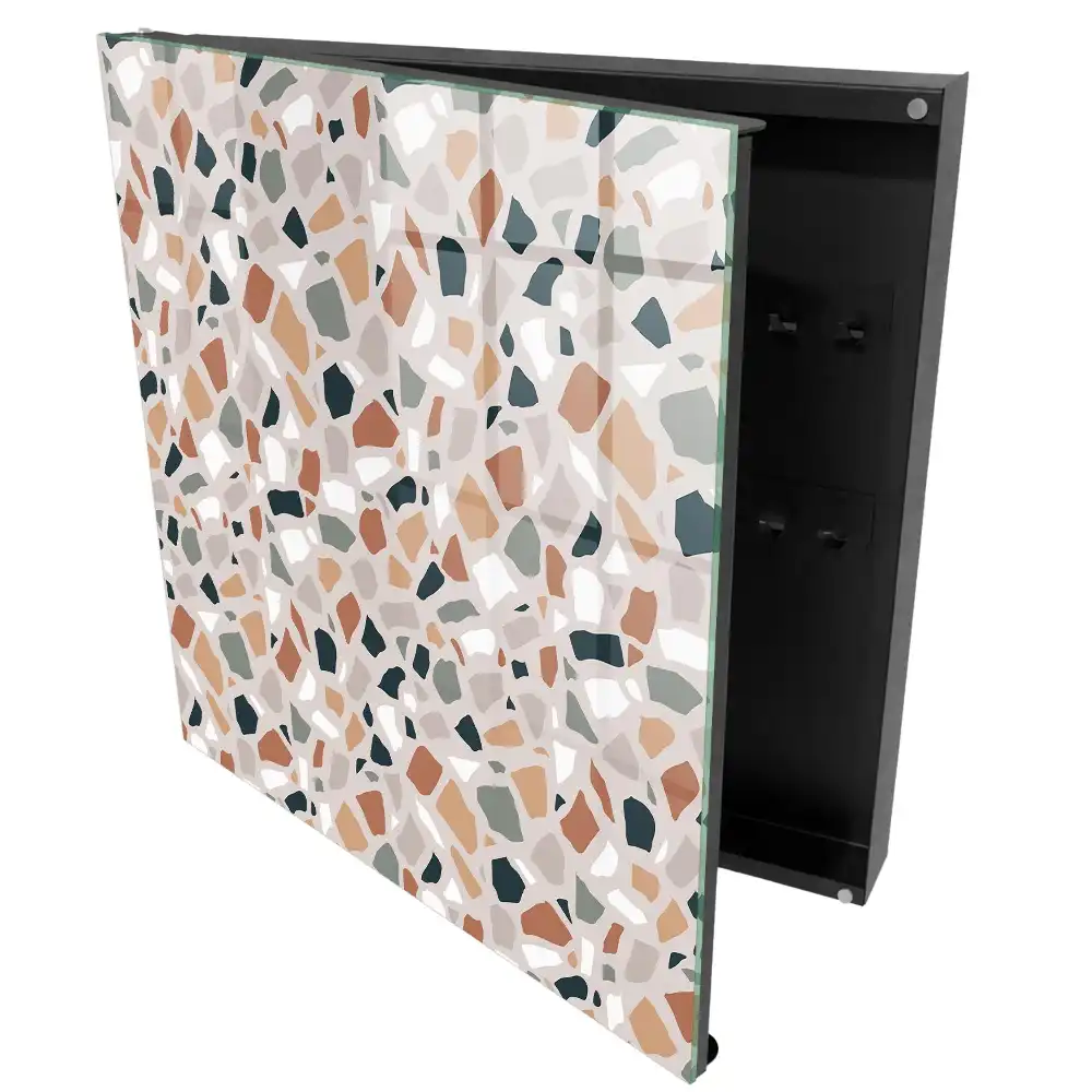 Armoire à clés formes asymétriques bruns crèmes gris
