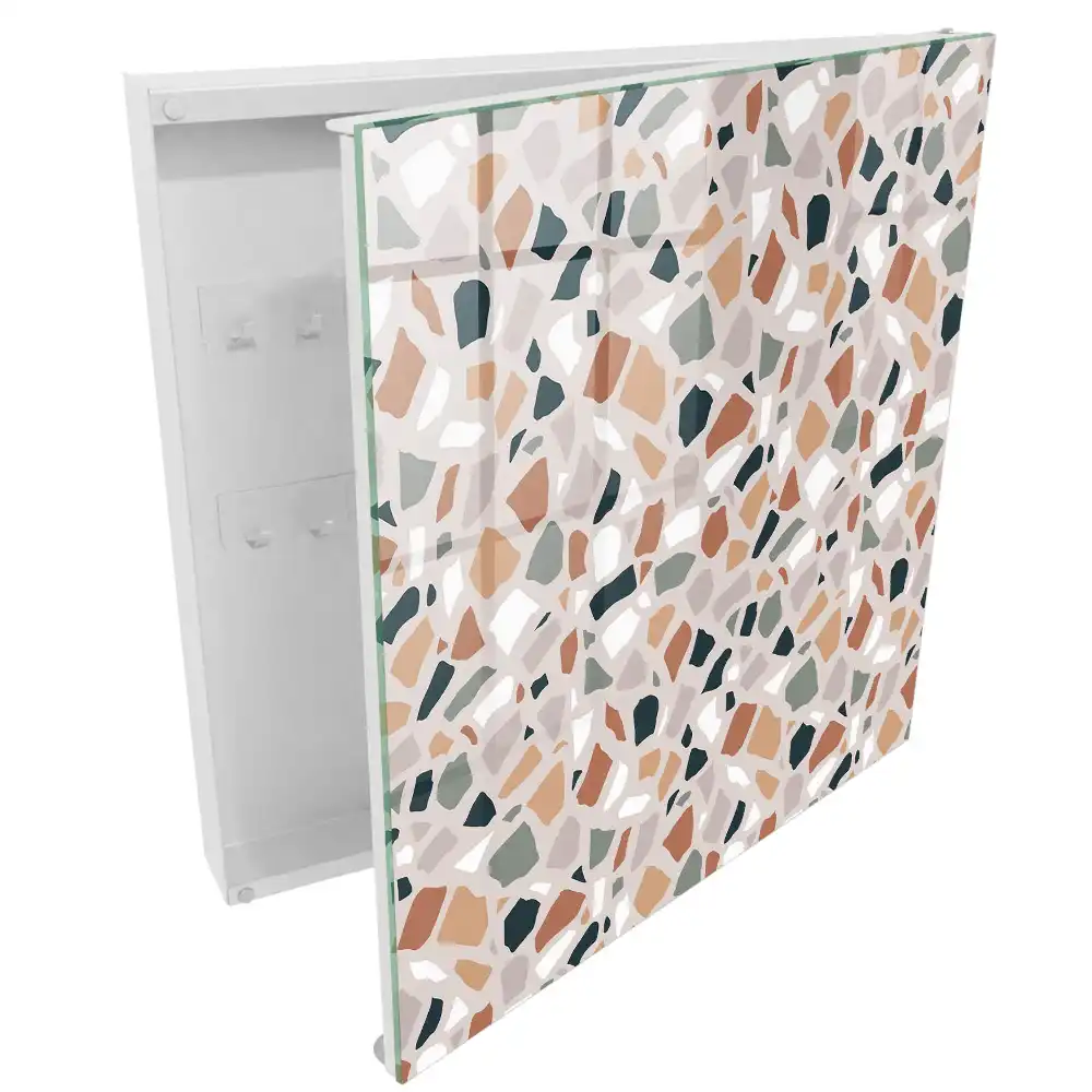 Armoire à clés formes asymétriques bruns crèmes gris