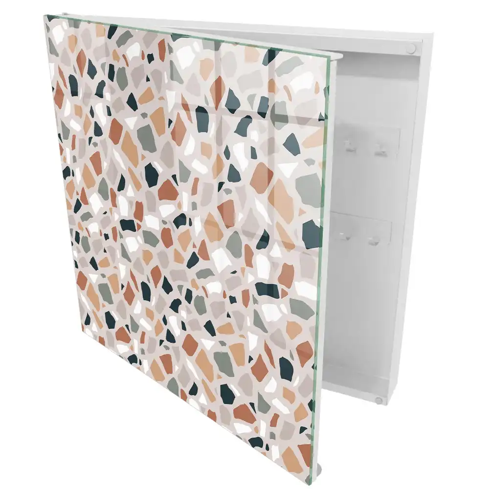 Armoire à clés formes asymétriques bruns crèmes gris