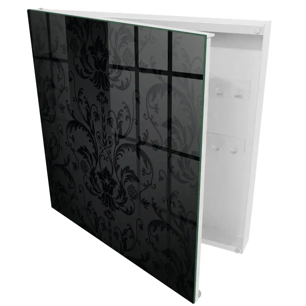 Boîte à clés un motif délicat noir et gris avec une note florale
