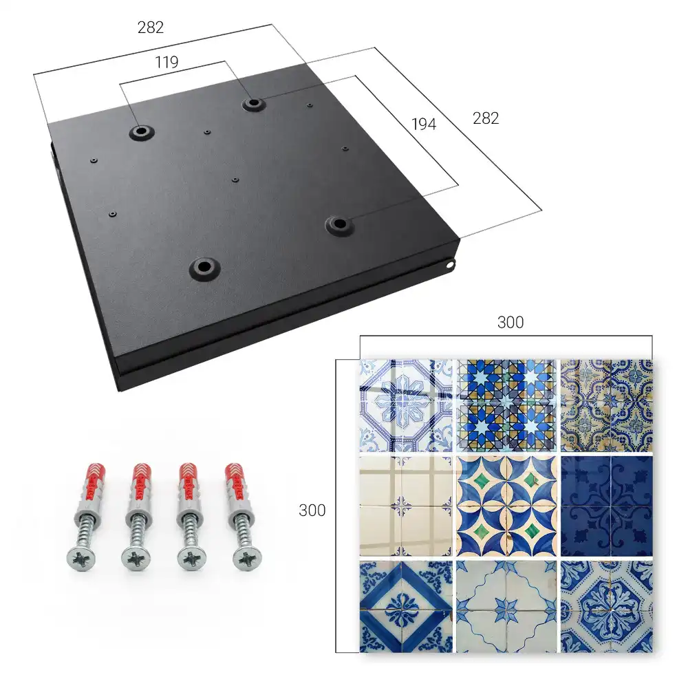 Armoire à clés motifs de carreaux géométriques avec une touche de bleu