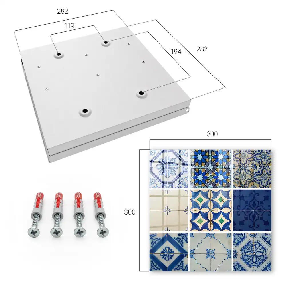 Armoire à clés motifs de carreaux géométriques avec une touche de bleu