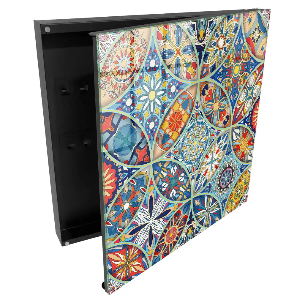 Boîte à clés motifs géométriques aux couleurs intenses