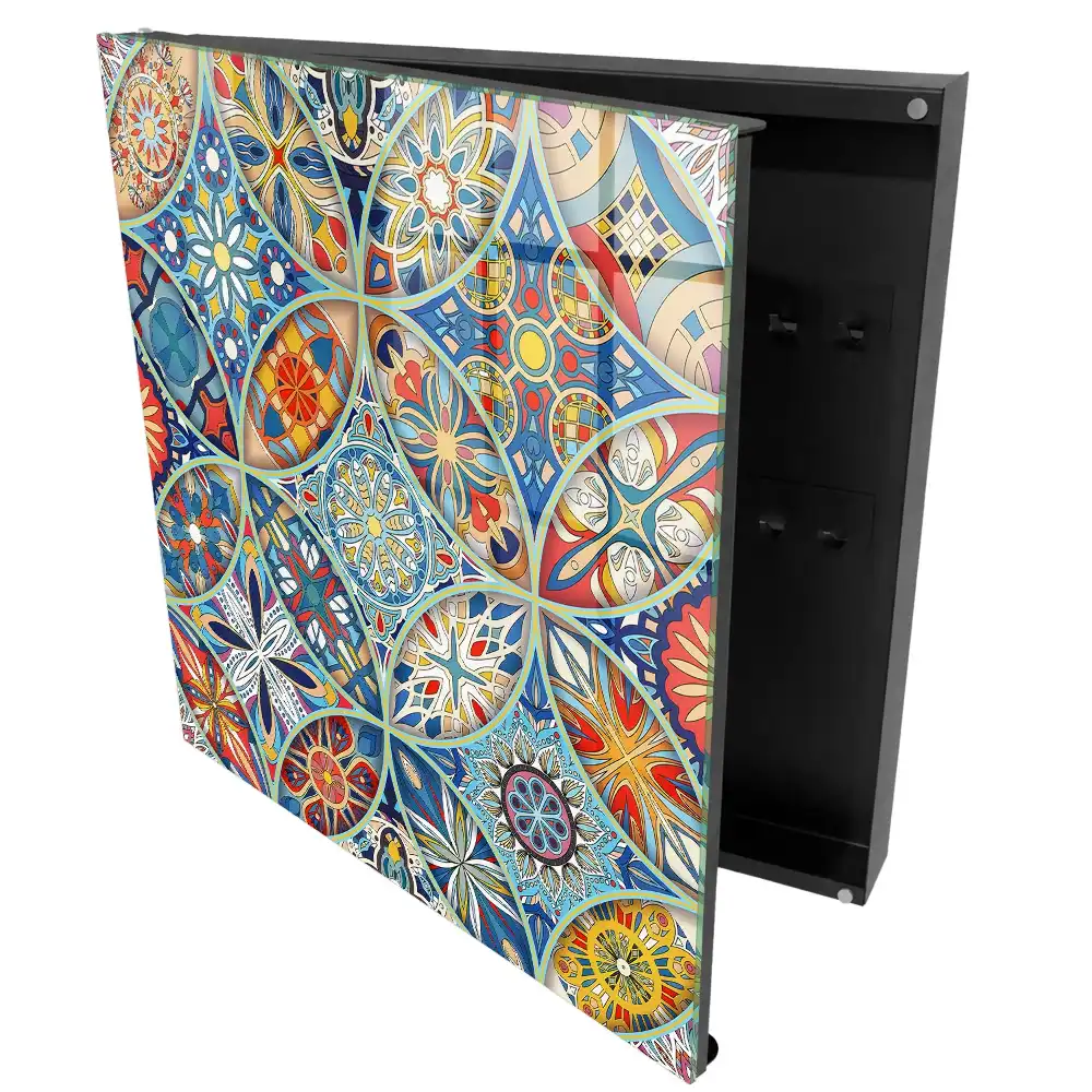Boîte à clés motifs géométriques aux couleurs intenses