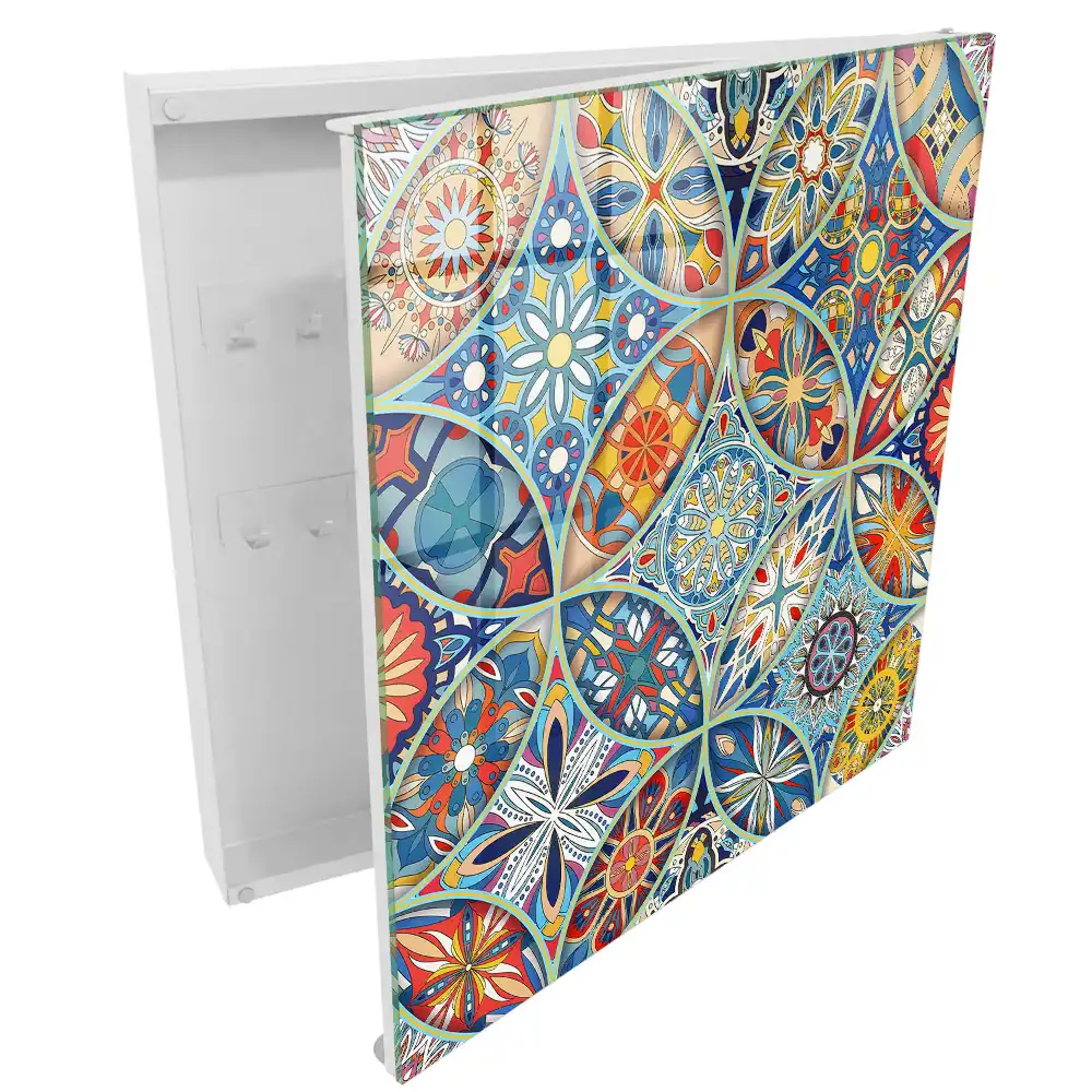 Boîte à clés motifs géométriques aux couleurs intenses