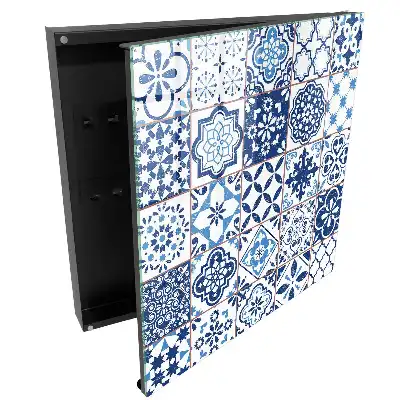 Armoire à clés mosaïques bleues aux motifs uniques