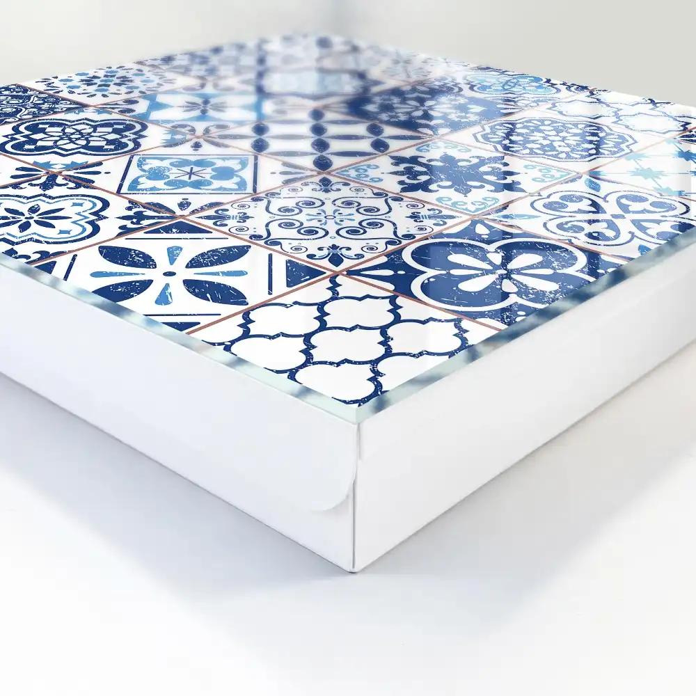Armoire à clés mosaïques bleues aux motifs uniques