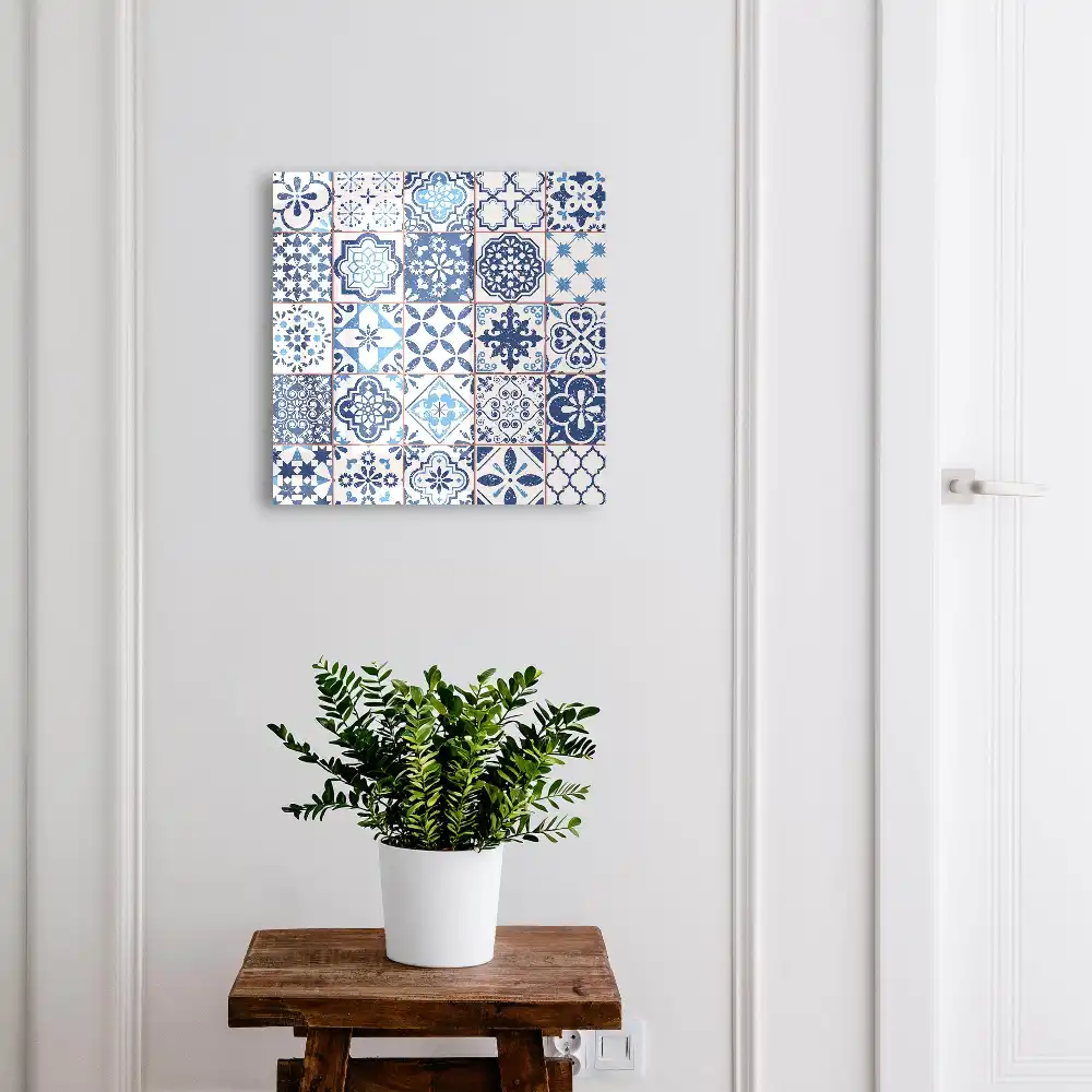 Armoire à clés mosaïques bleues aux motifs uniques